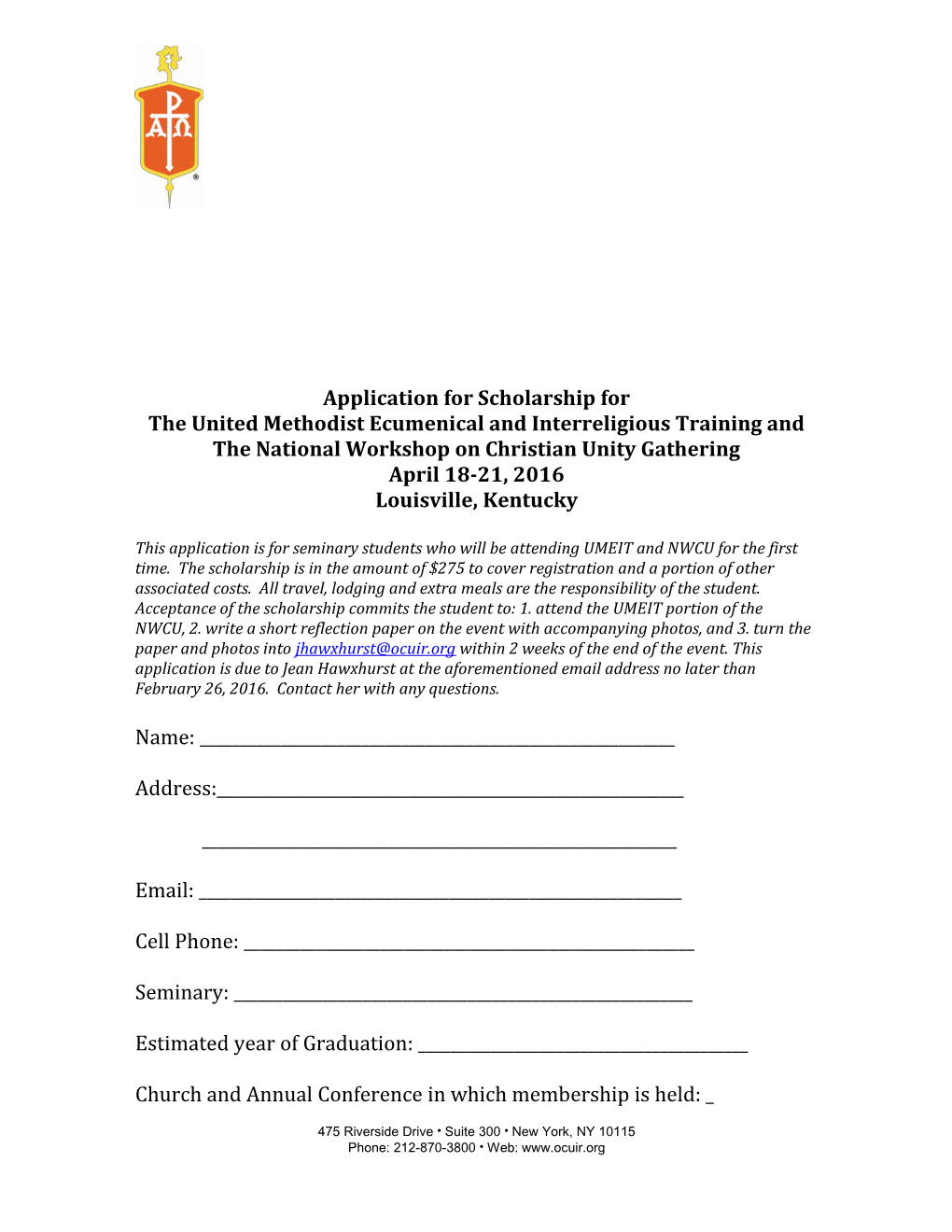 Application for Scholarship For