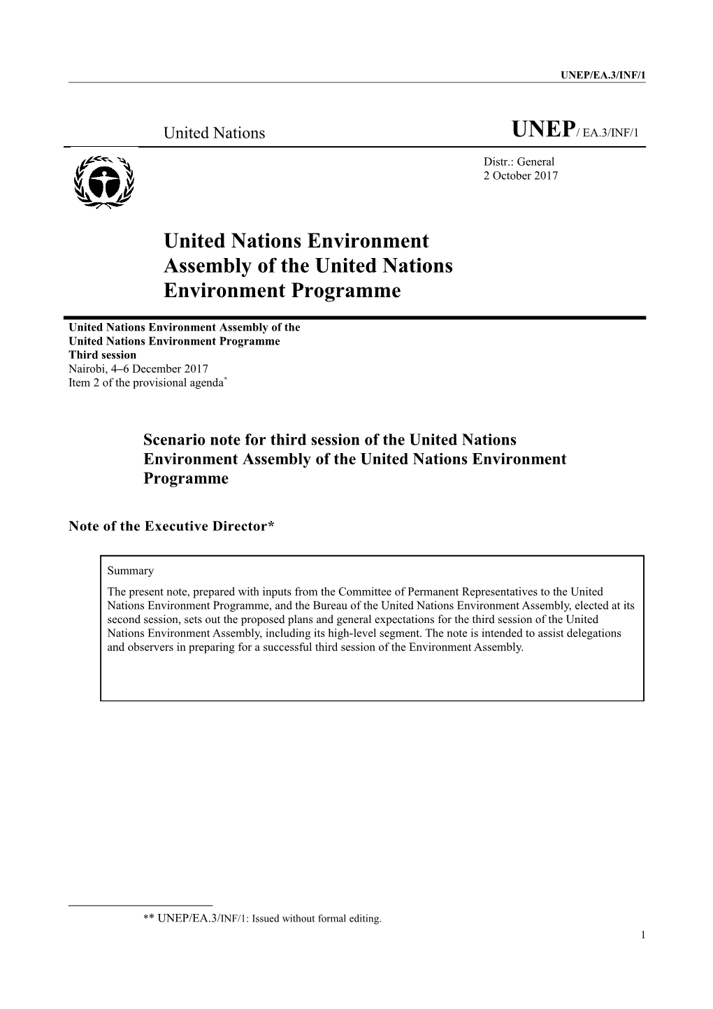 United Nations Environment Assembly of the United Nations Environment Programme s1