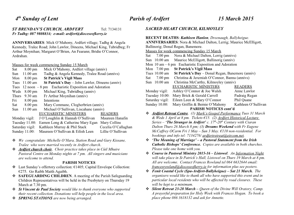 PARISH of ARDFERT Date Year C s1