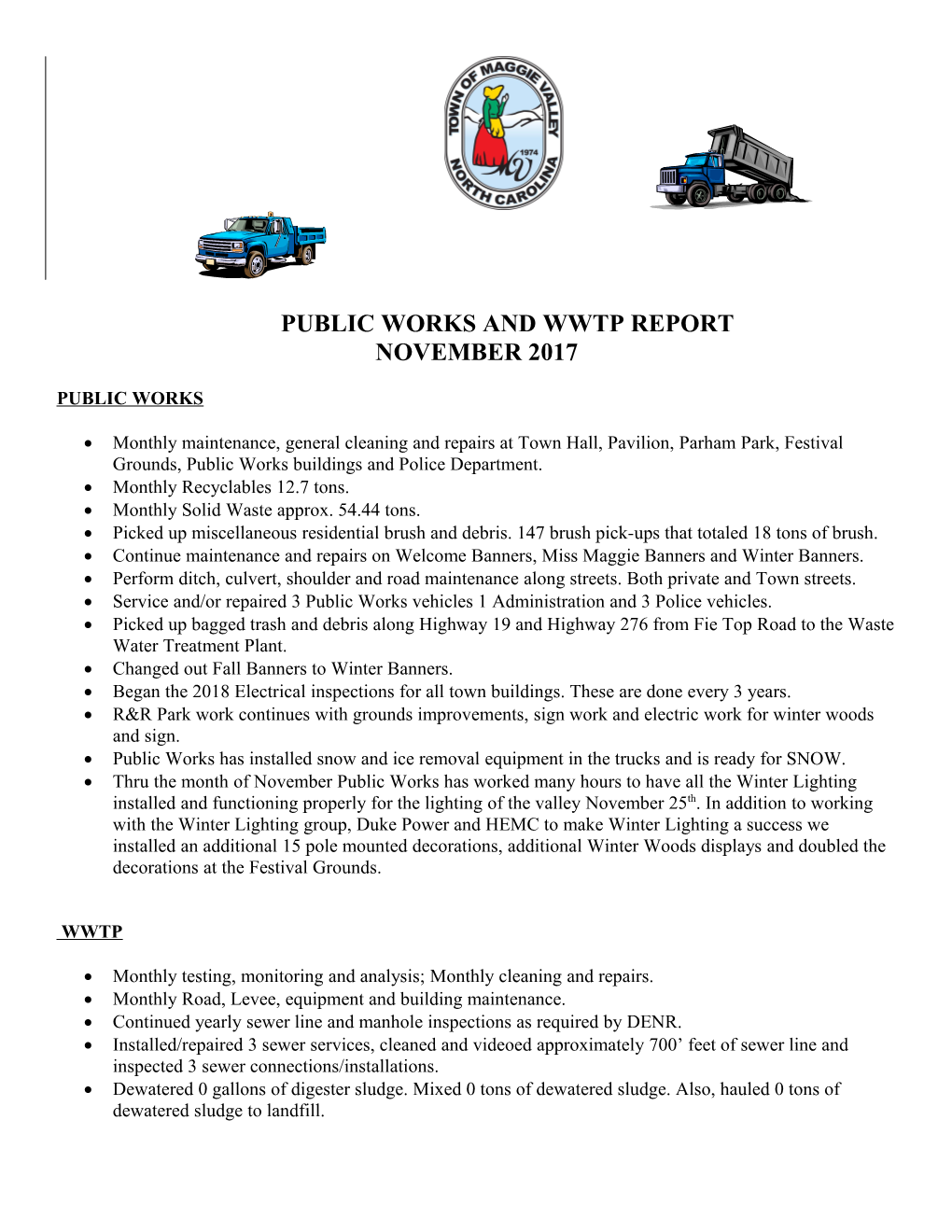Public Works and Wwtp Report