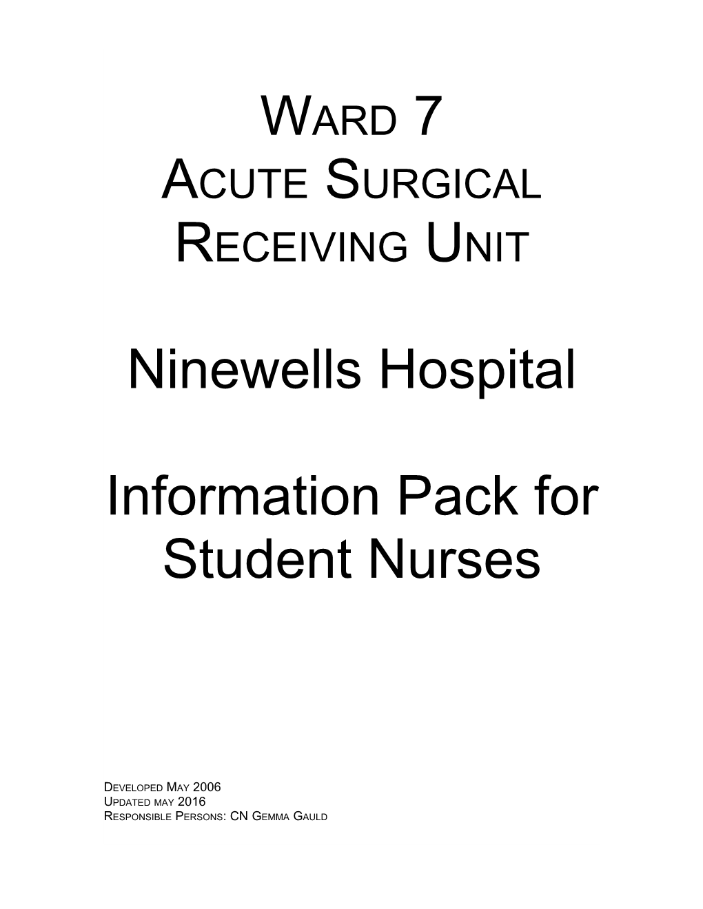 Student Nurse Information Pack