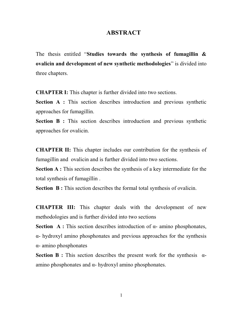 CHAPTER I: This Chapter Is Further Divided Into Two Sections