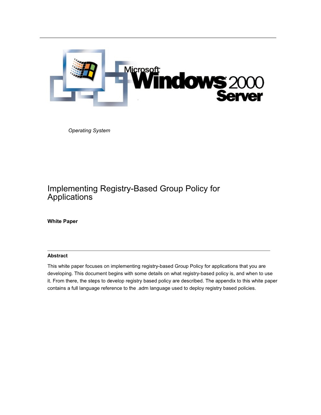 Implementing Registry-Based Group Policy for Applications