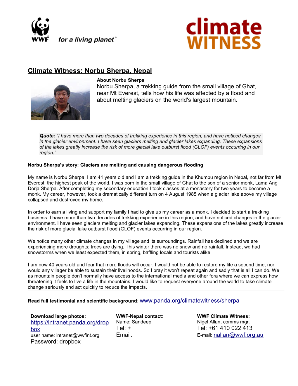 Climate Witness: Norbu Sherpa, Nepal