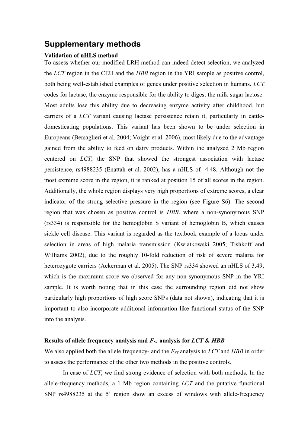 Validation of Nhls Method