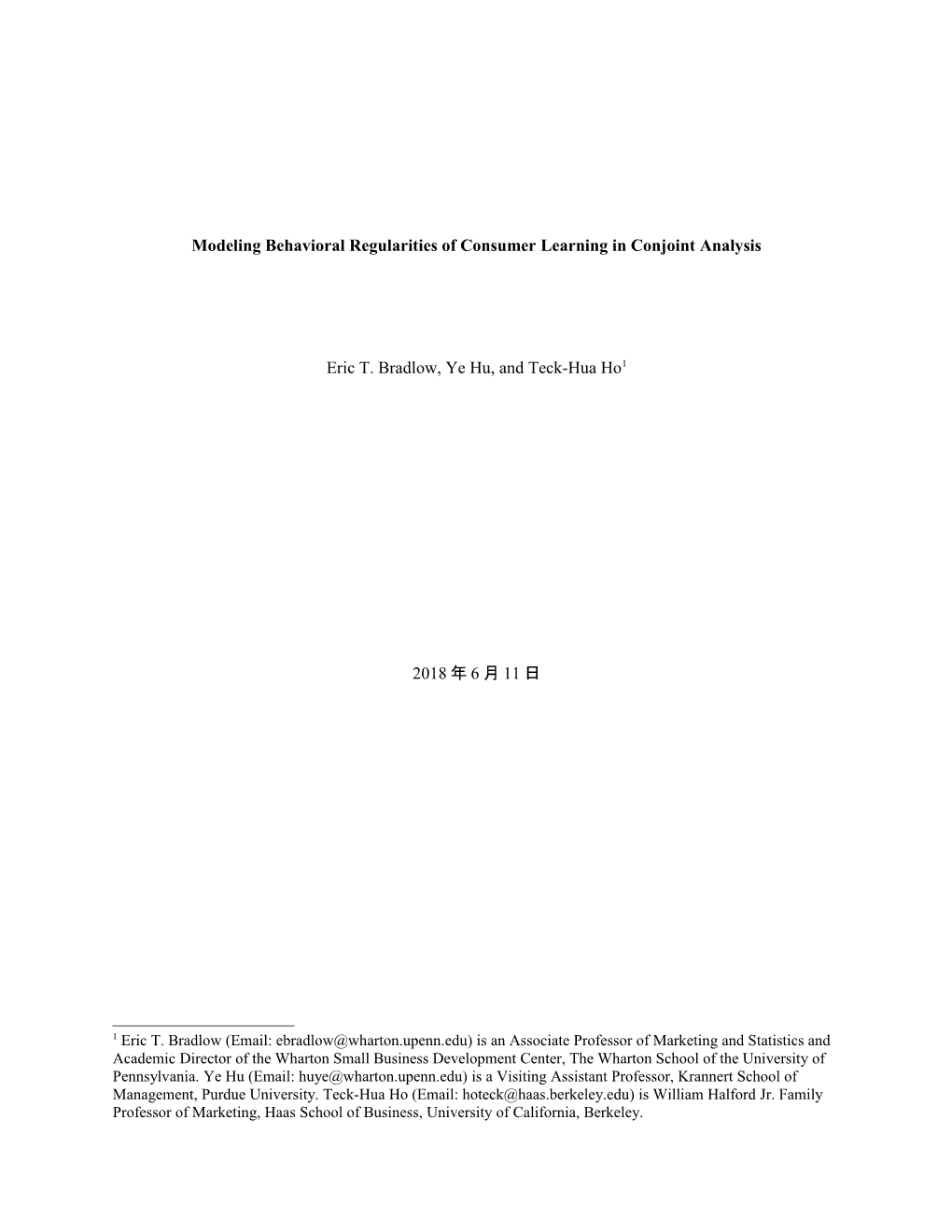 Modeling Behavioral Regularities of Consumer Learning in Conjoint Analysis2