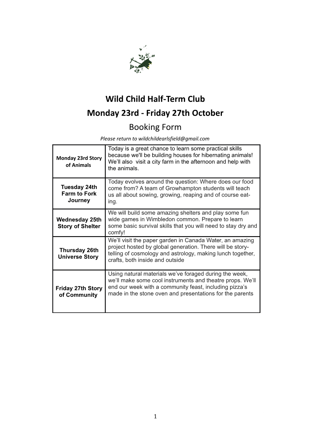 Wild Child Half-Term Club