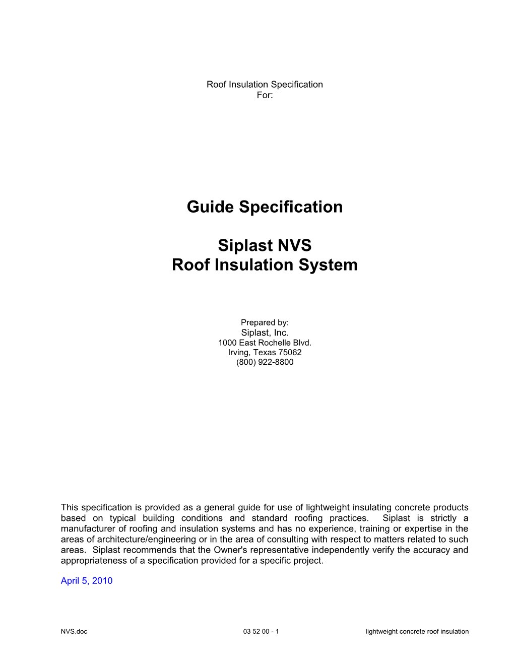 NVS Specification (Revised 8/5/00)