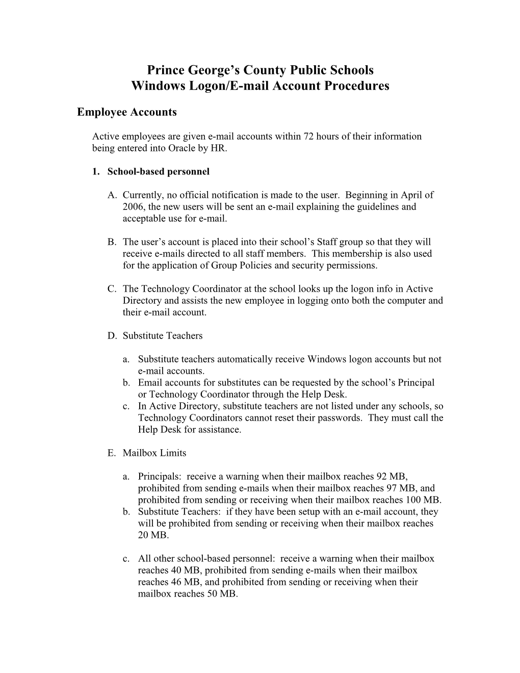 Windows Logon Email Account Procedures