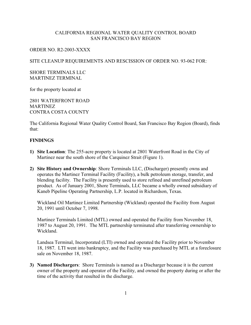 Model SCR - Initial SCR for Non-MSCA Site - 2/96 Version