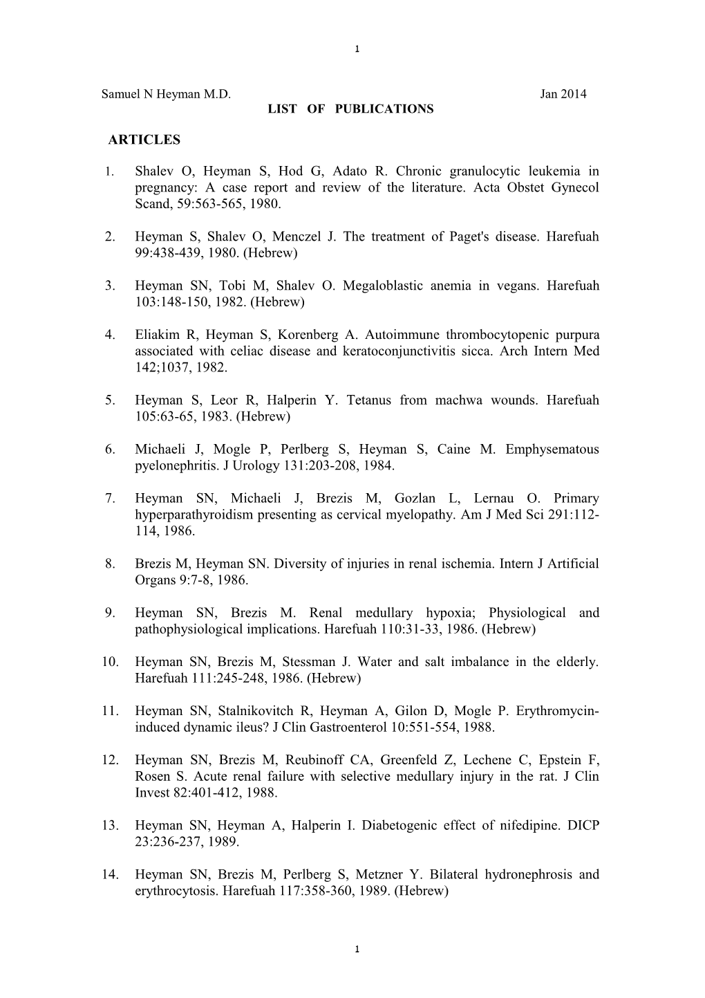 List of Publications