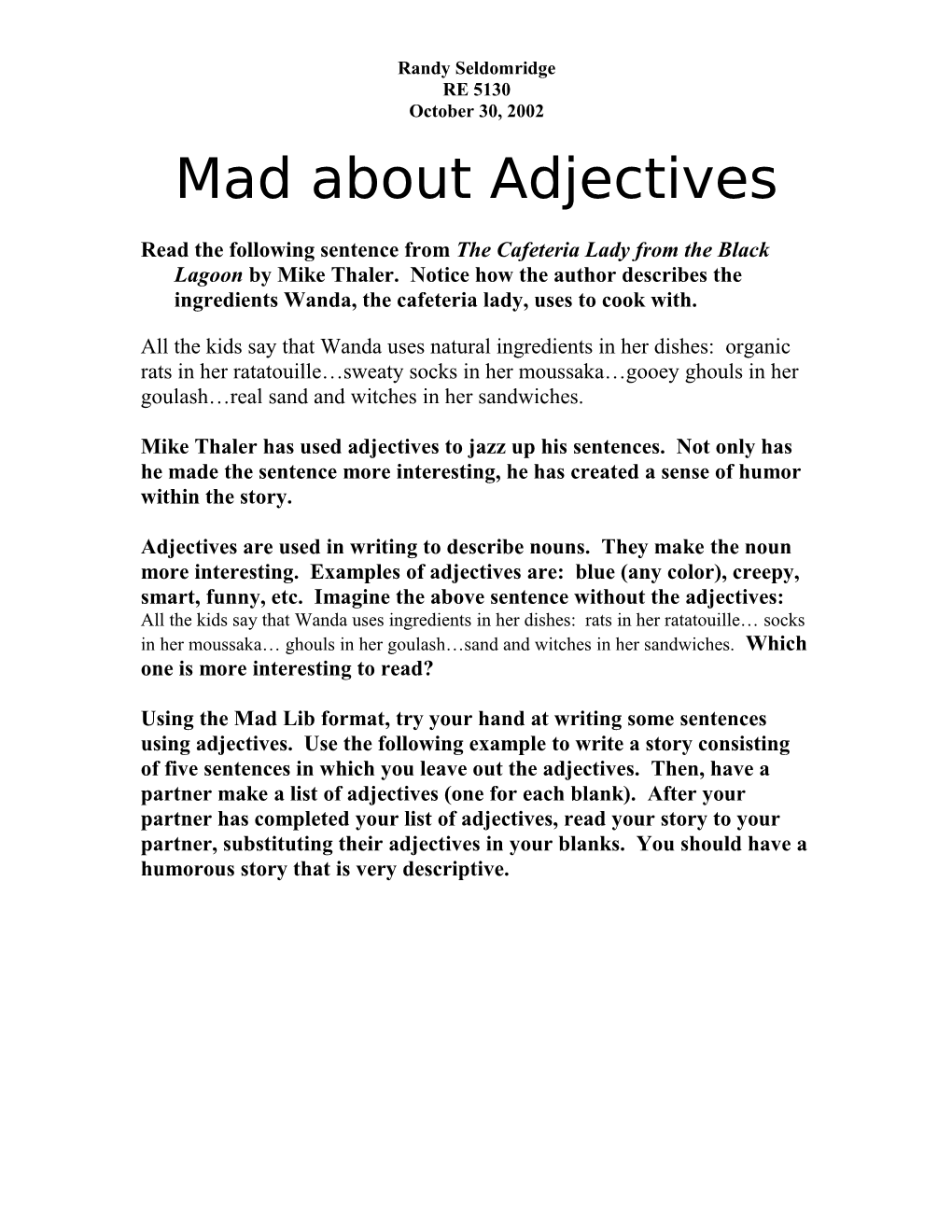 Mad About Adjectives