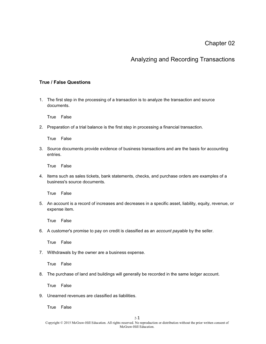 Analyzing and Recording Transactions