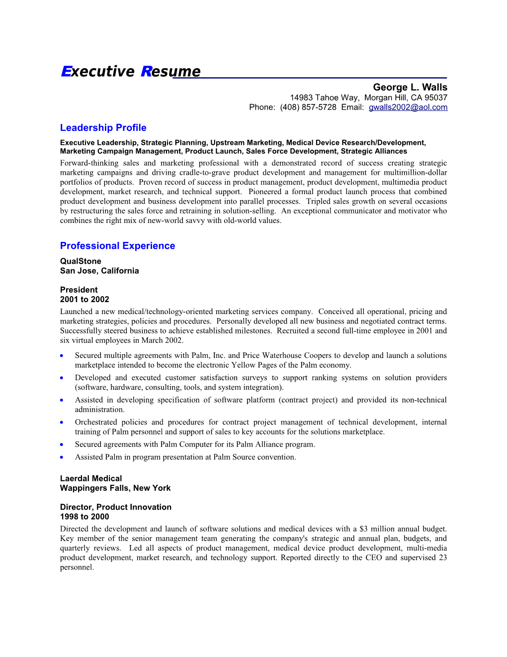 Executive Resume