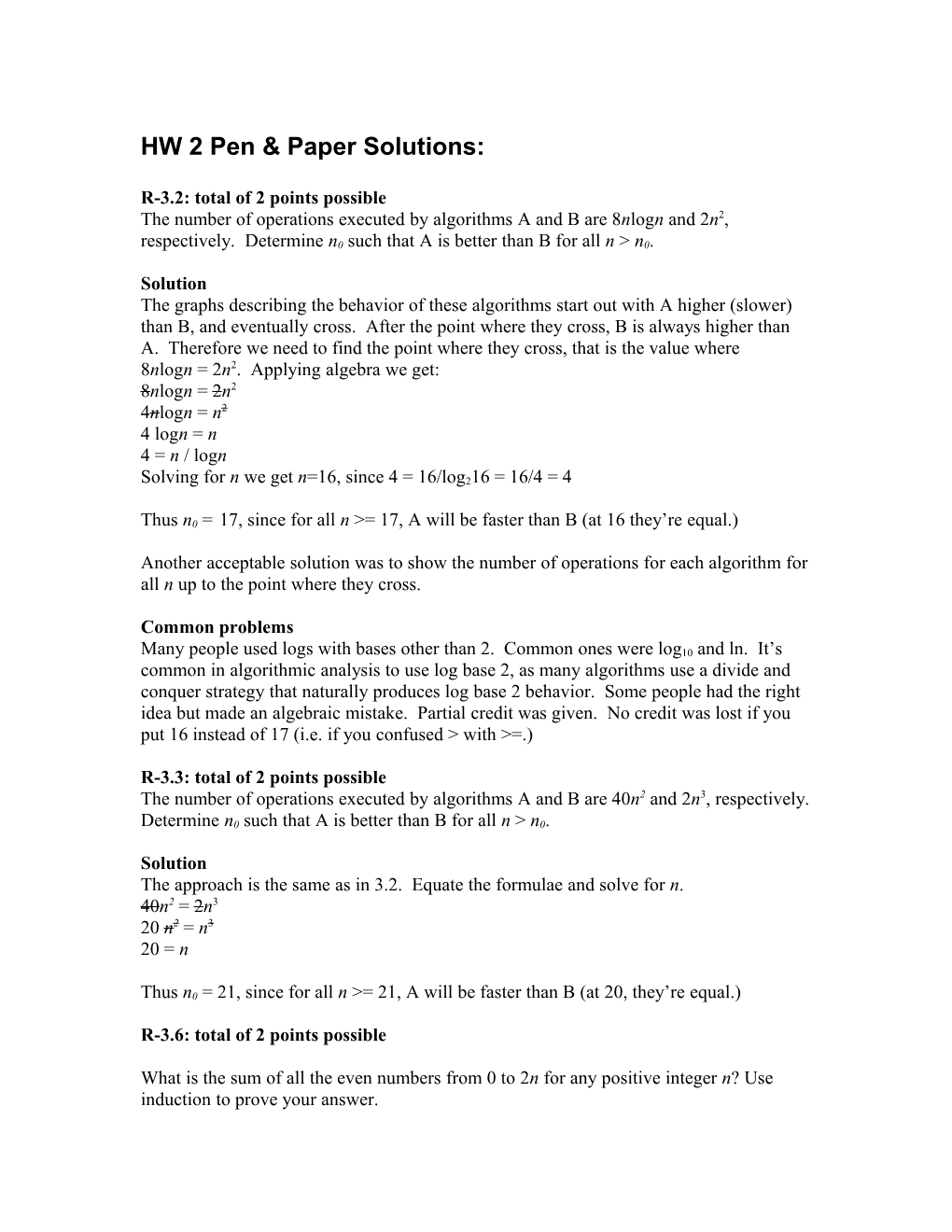 HW 2 Pen & Paper Solutions