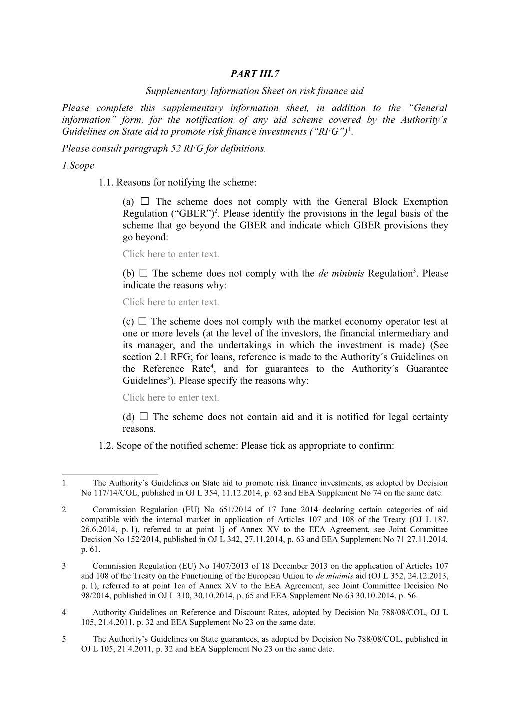 Supplementary Information Sheet on Risk Finance Aid