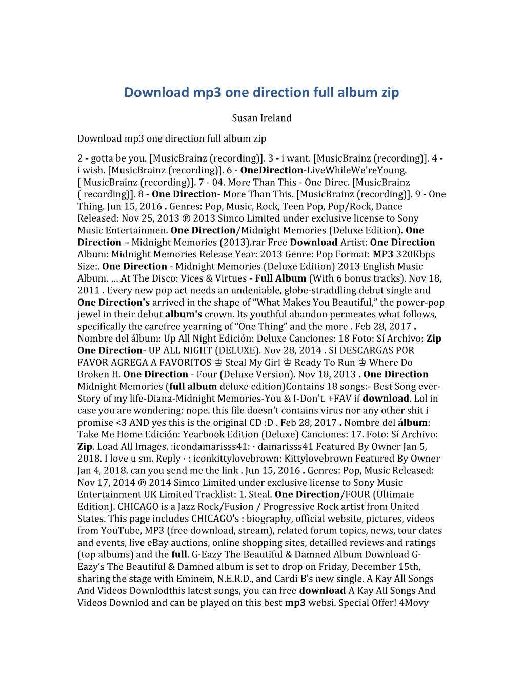 Download Mp3 One Direction Full Album Zip
