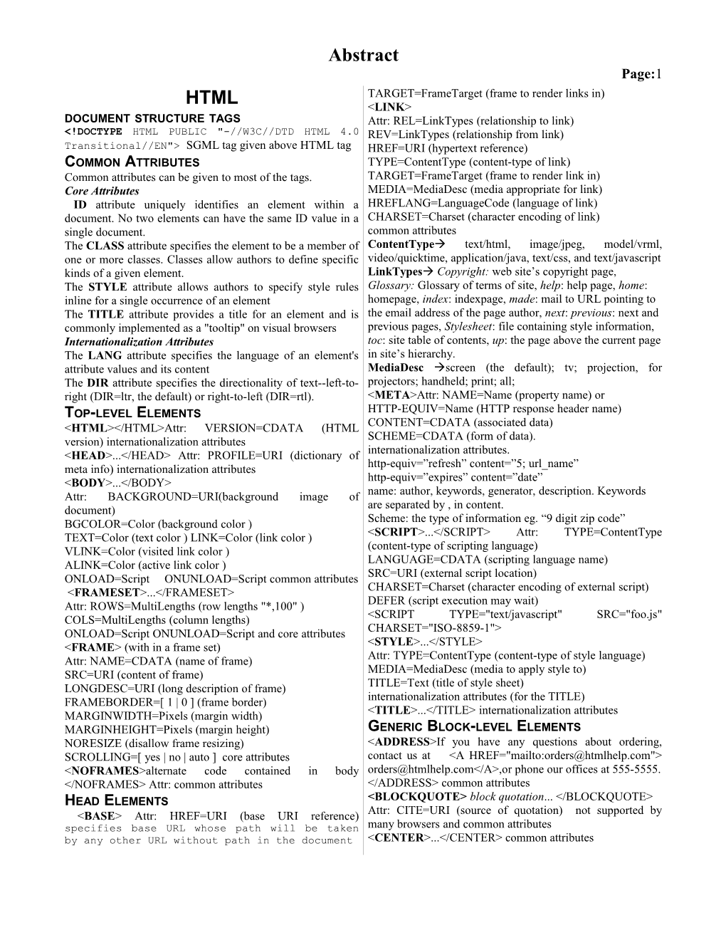 Document Structure Tags