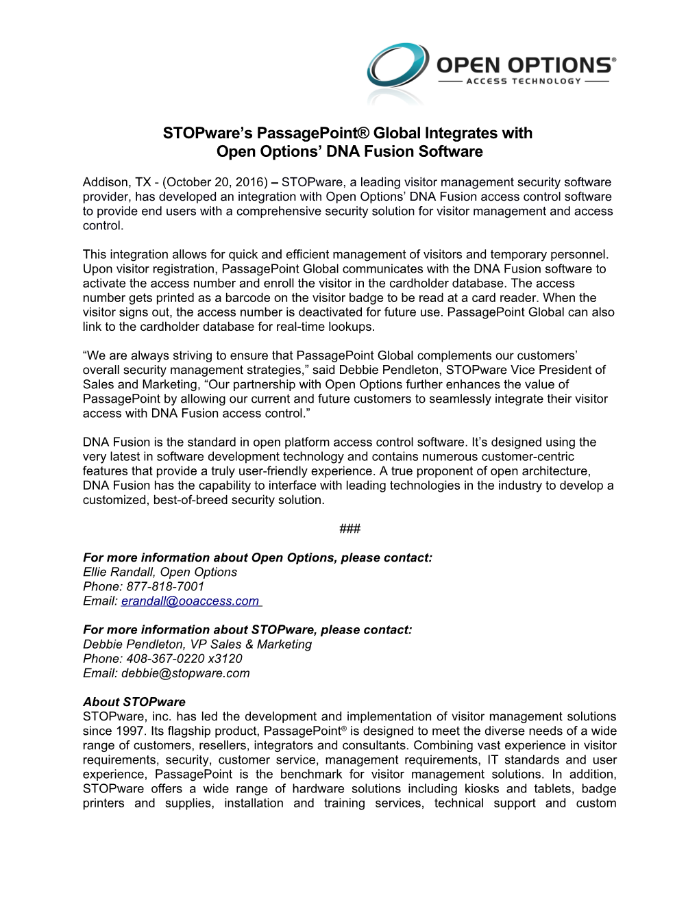 Stopware S Passagepoint Global Integrates With