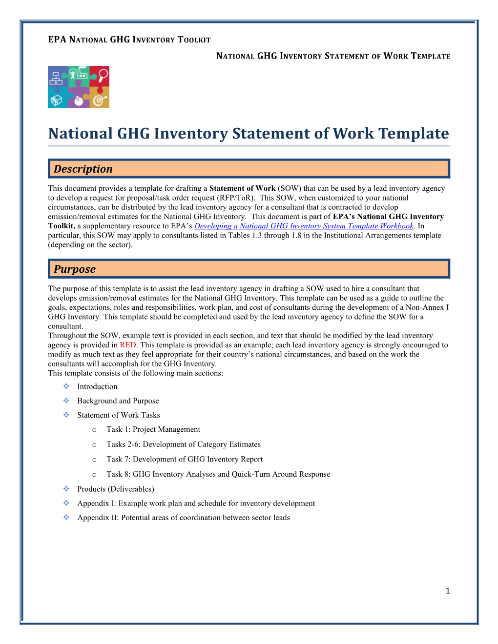 National GHG Inventory Statement of Work Template