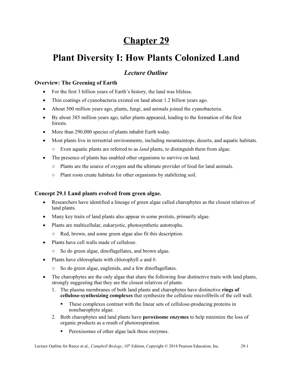 Plant Diversity I: How Plants Colonized Land
