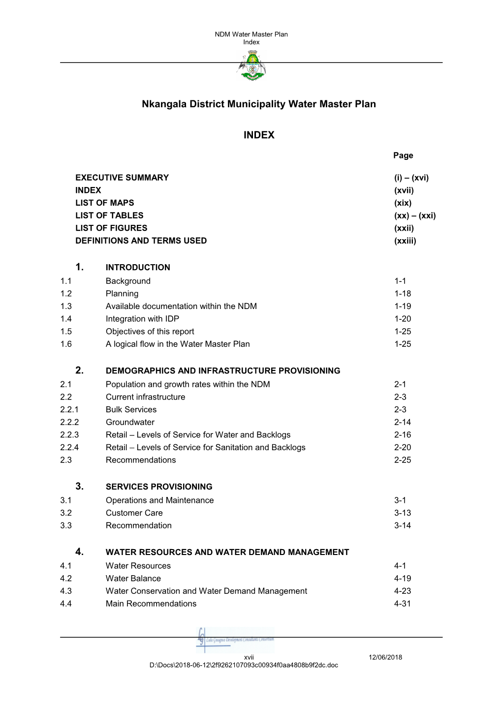 Nkangala District Municipality Water Master Plan