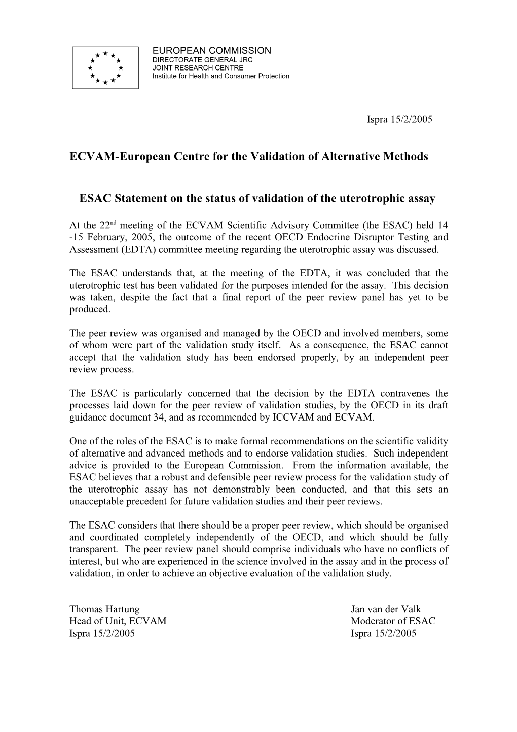 ECVAM-European Centre for the Validation of Alternative Methods