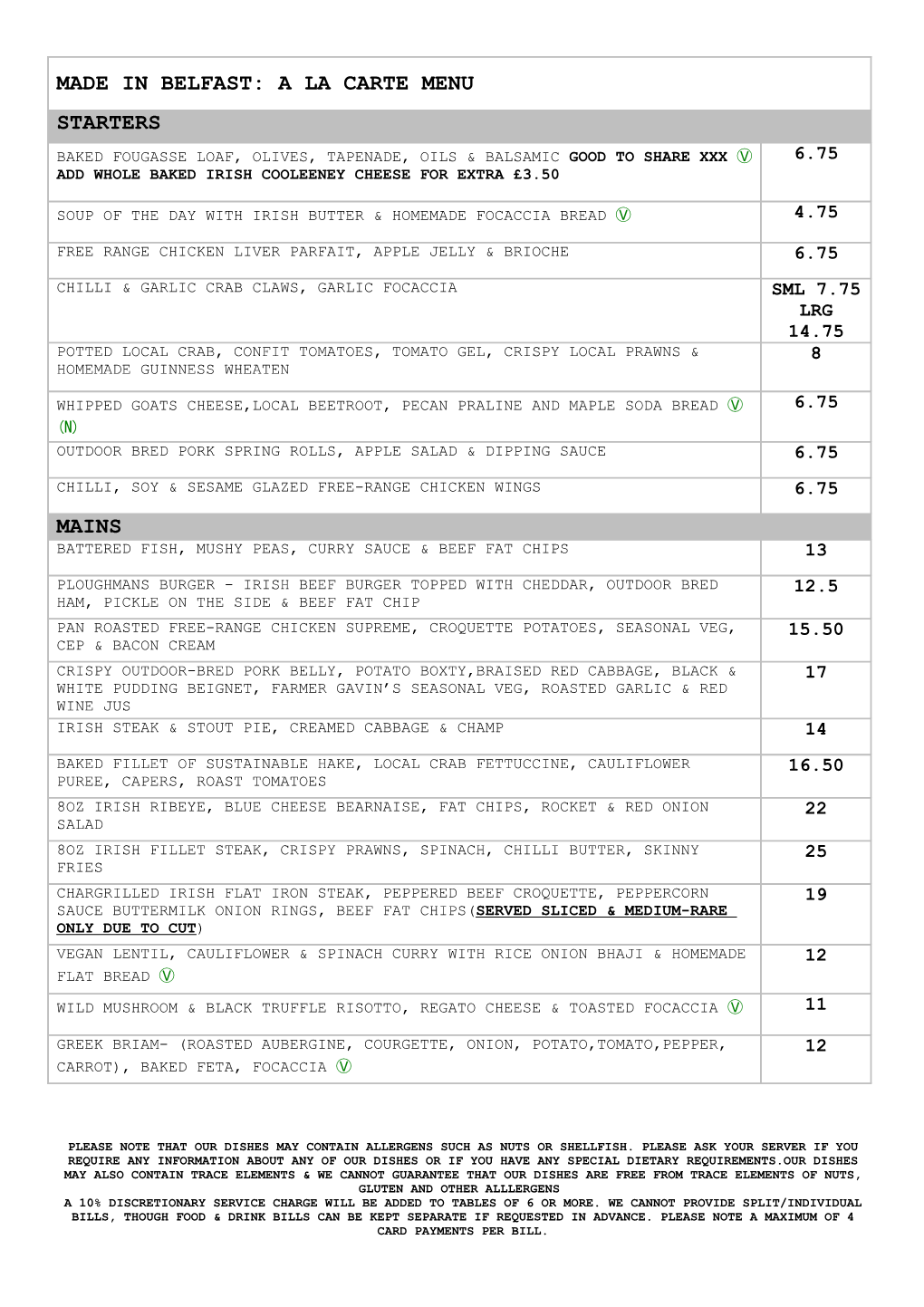 Please Note That Our Dishes May Contain Allergens Such As Nuts Or Shellfish. Please Ask