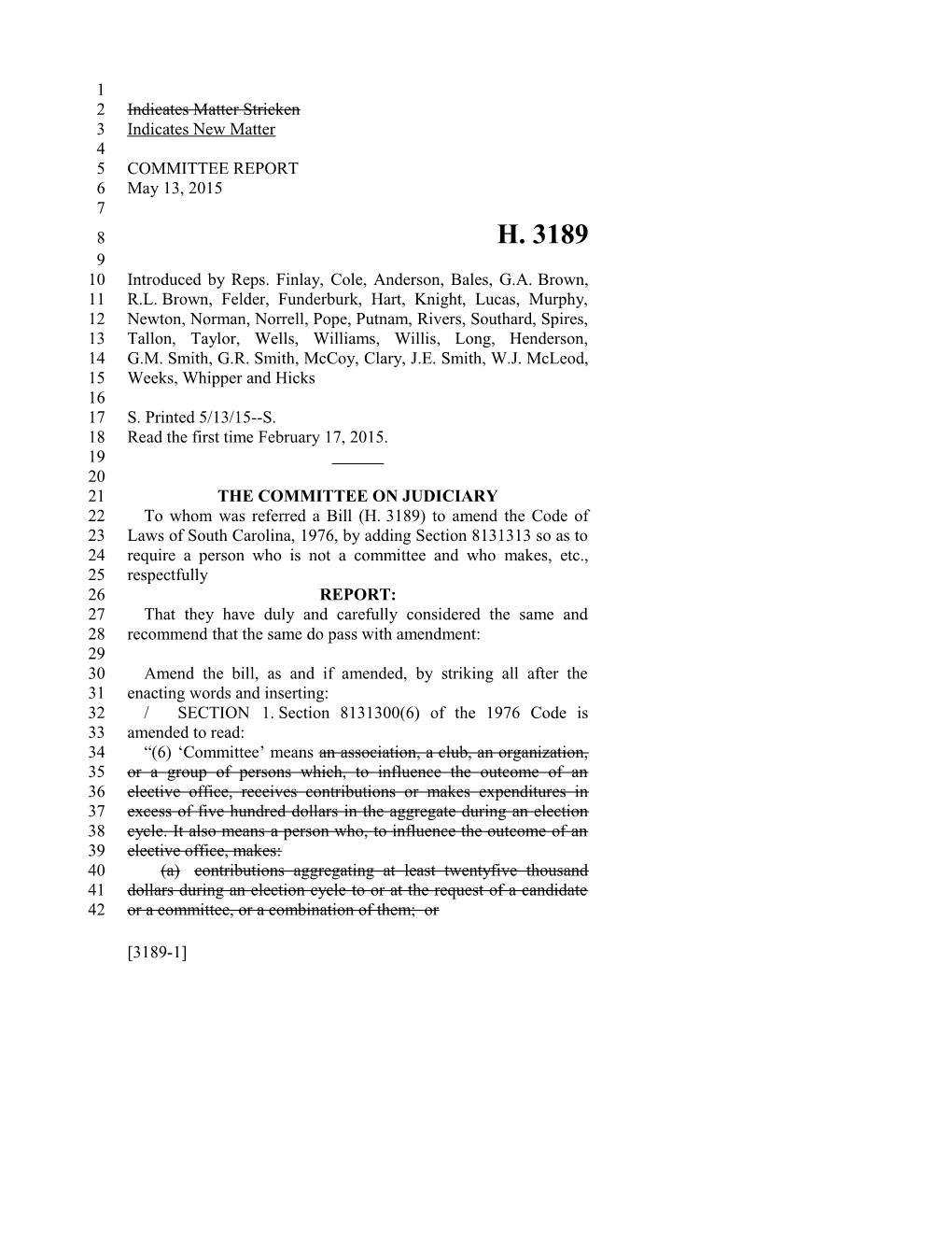 2015-2016 Bill 3189 Text of Previous Version (May 13, 2015) - South Carolina Legislature Online