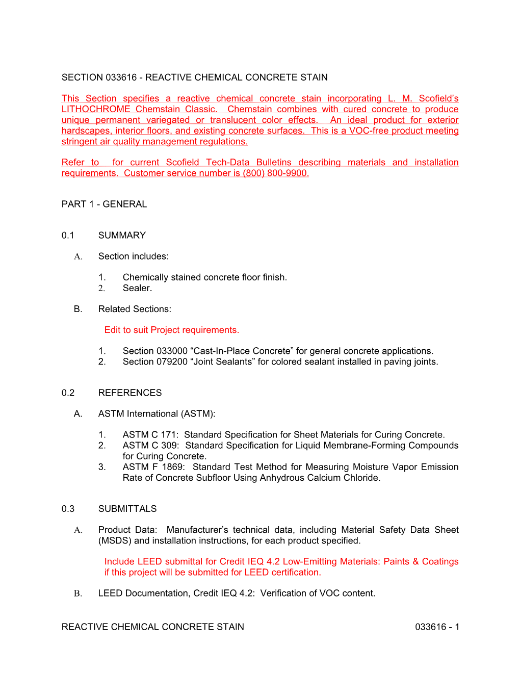 Section 033616 - Reactive Chemical Concrete Stain