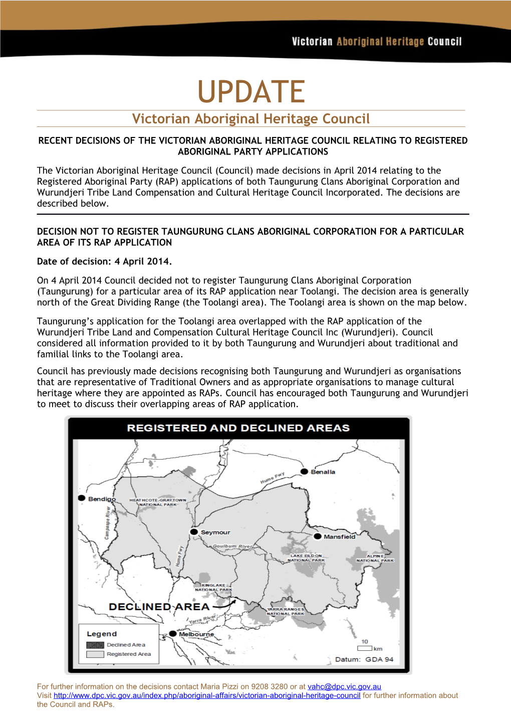 Recent Decisions of the Victorian Aboriginal Heritage Council Relating to Registered Aboriginal