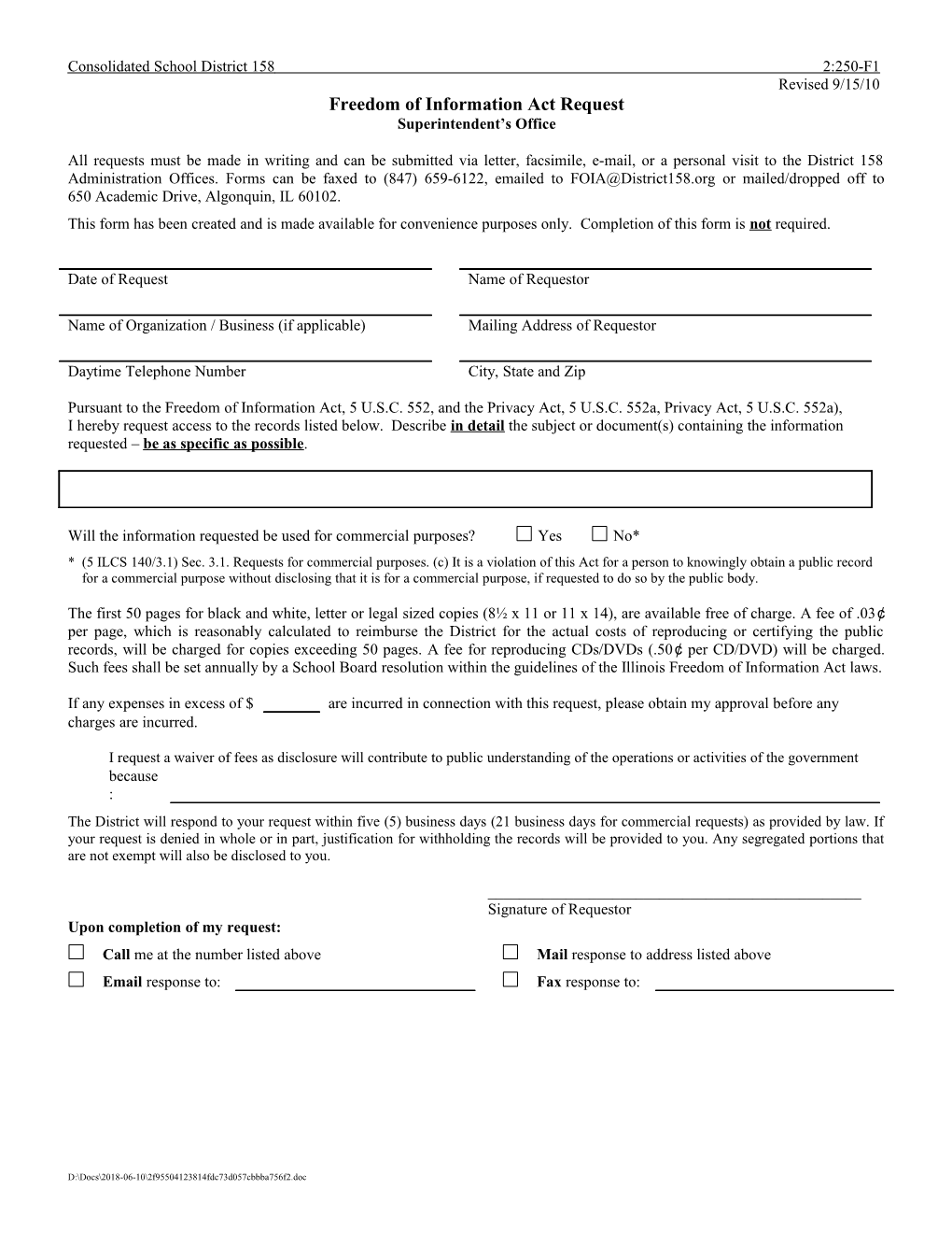 FORMS/Freedom of Information Act Request Form