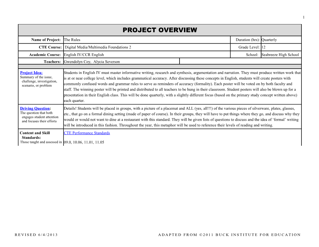 PROJECT OVERVIEW Page 1 s5