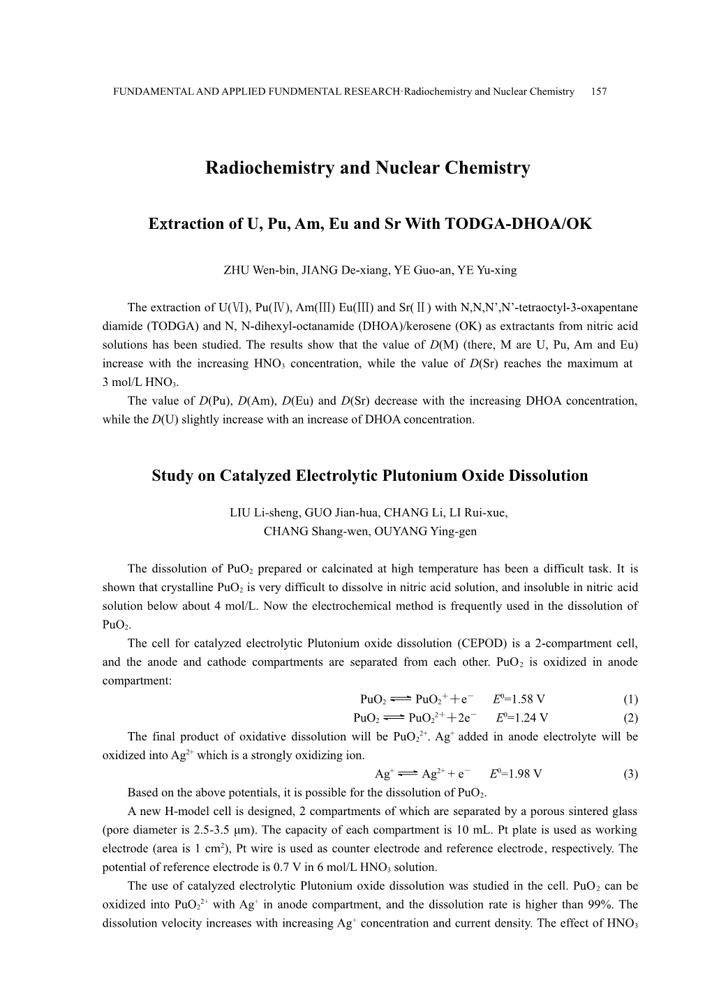 FUNDAMENTAL and APPLIED FUNDMENTAL RESEARCH Radiochemistry and Nuclear Chemistry 173