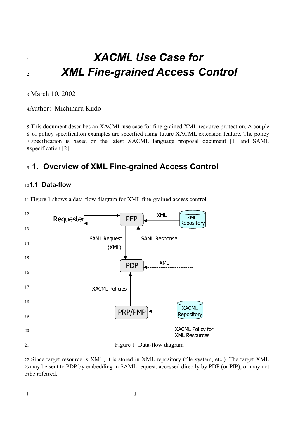 XACML Use Case for XML Fine-Grained Access Control