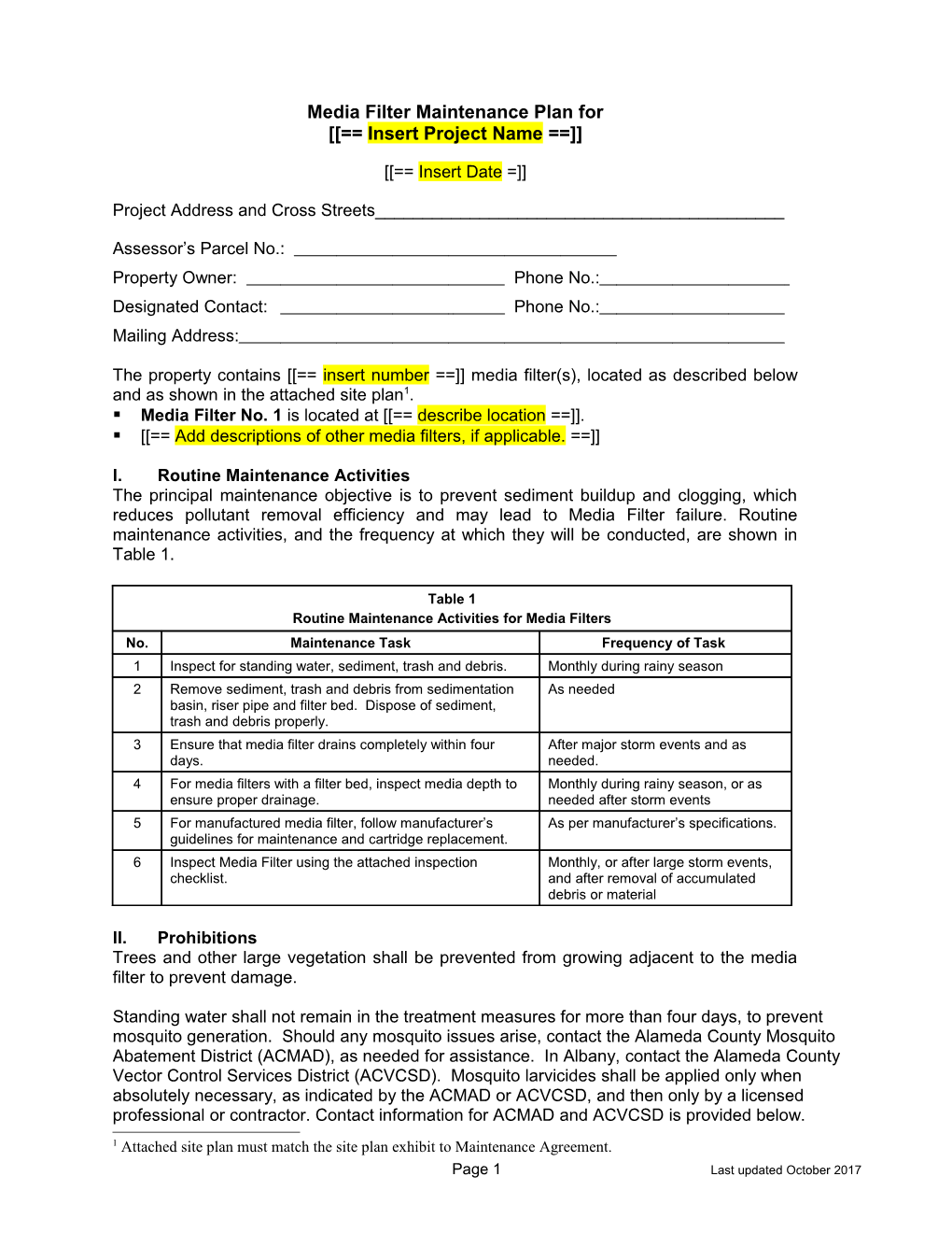 Public Inspection and Maintenance Checklist