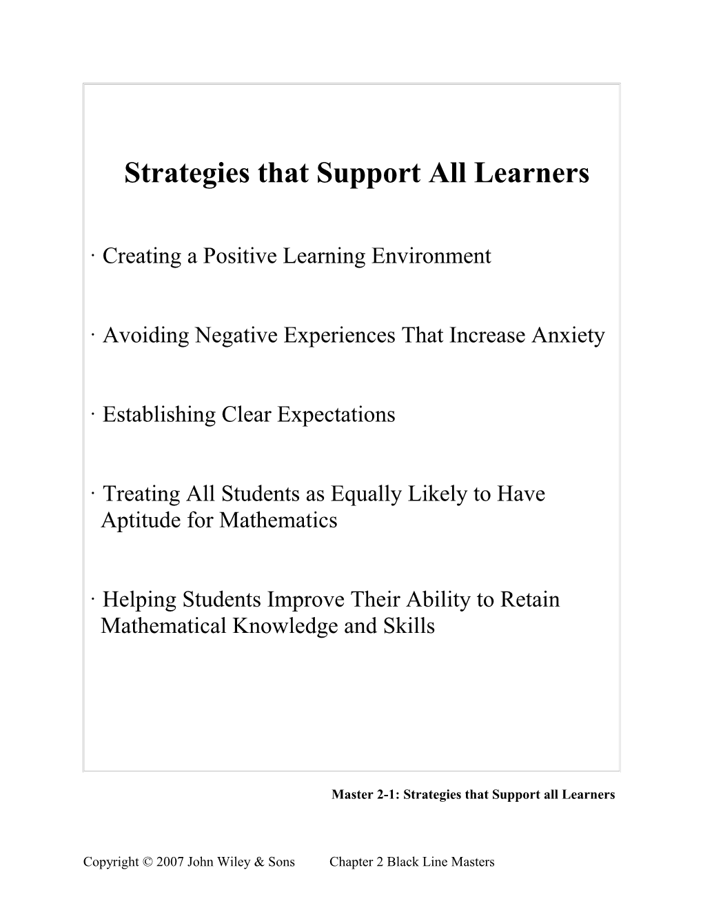 Strategies That Support All Learners