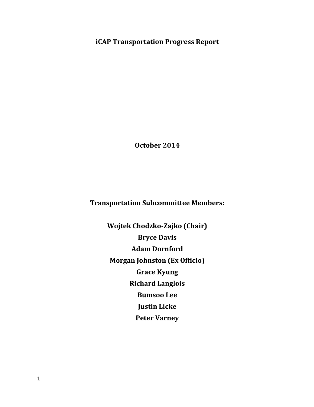 Icap Transportation Progress Report