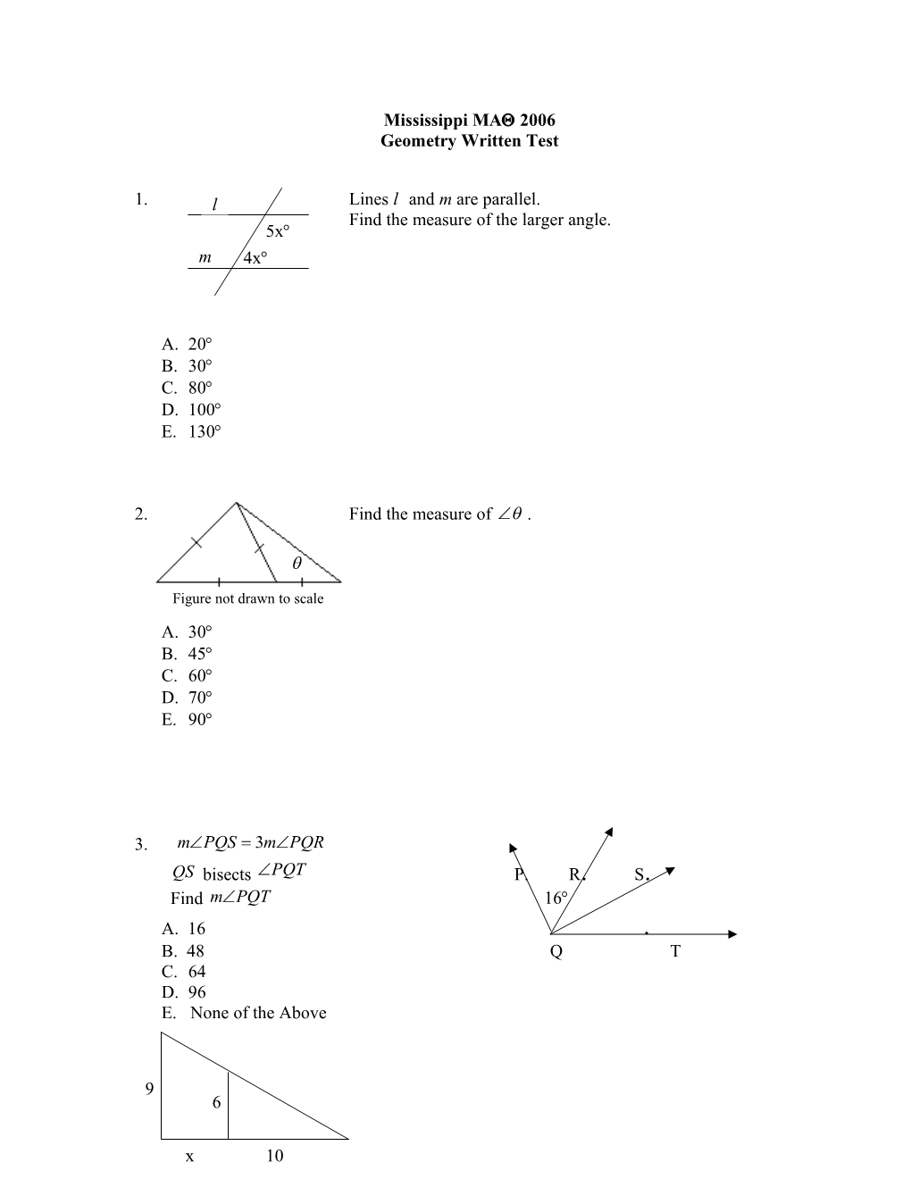 Geometry Written Test