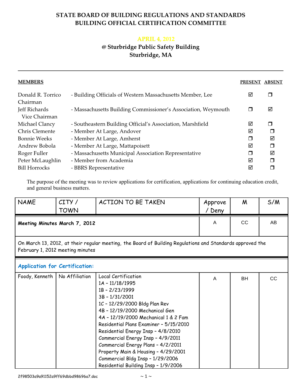 State Board of Building Regulations and Standards