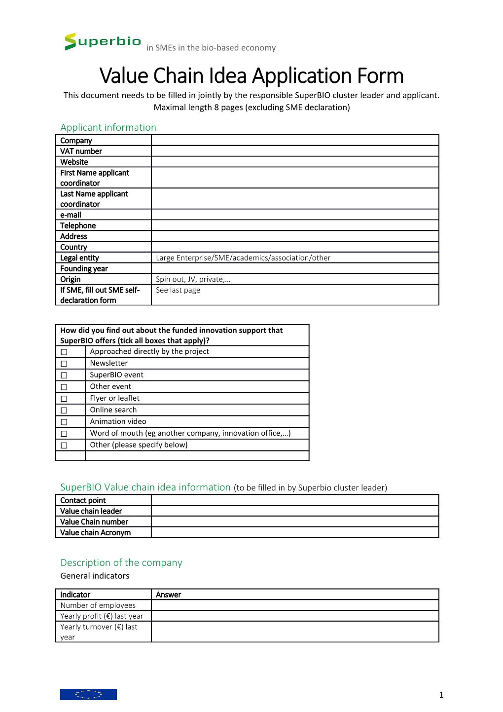 Value Chain Idea Application Form