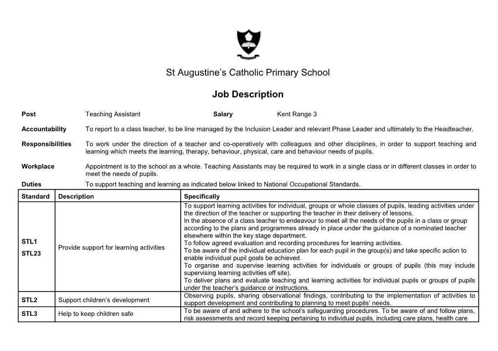 Teaching Assistants Professional Standards- Self Evaluation