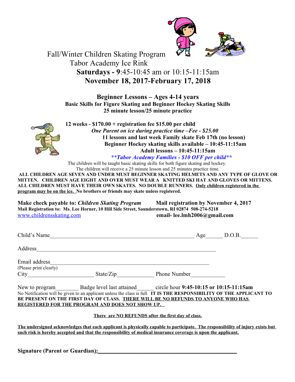 Fall/Winter Skating Program