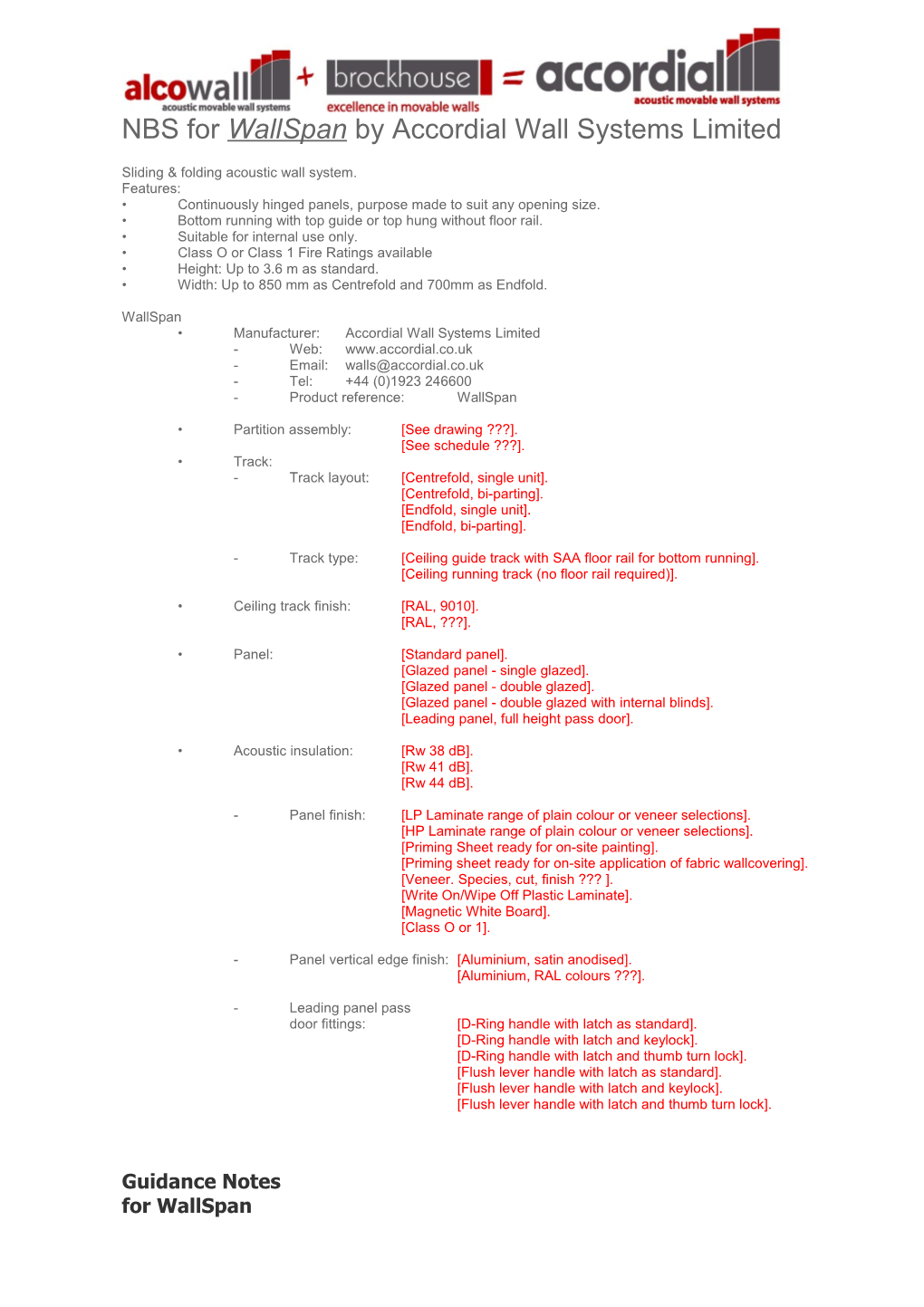 NBS for Wallspan by Accordial Wall Systems Limited
