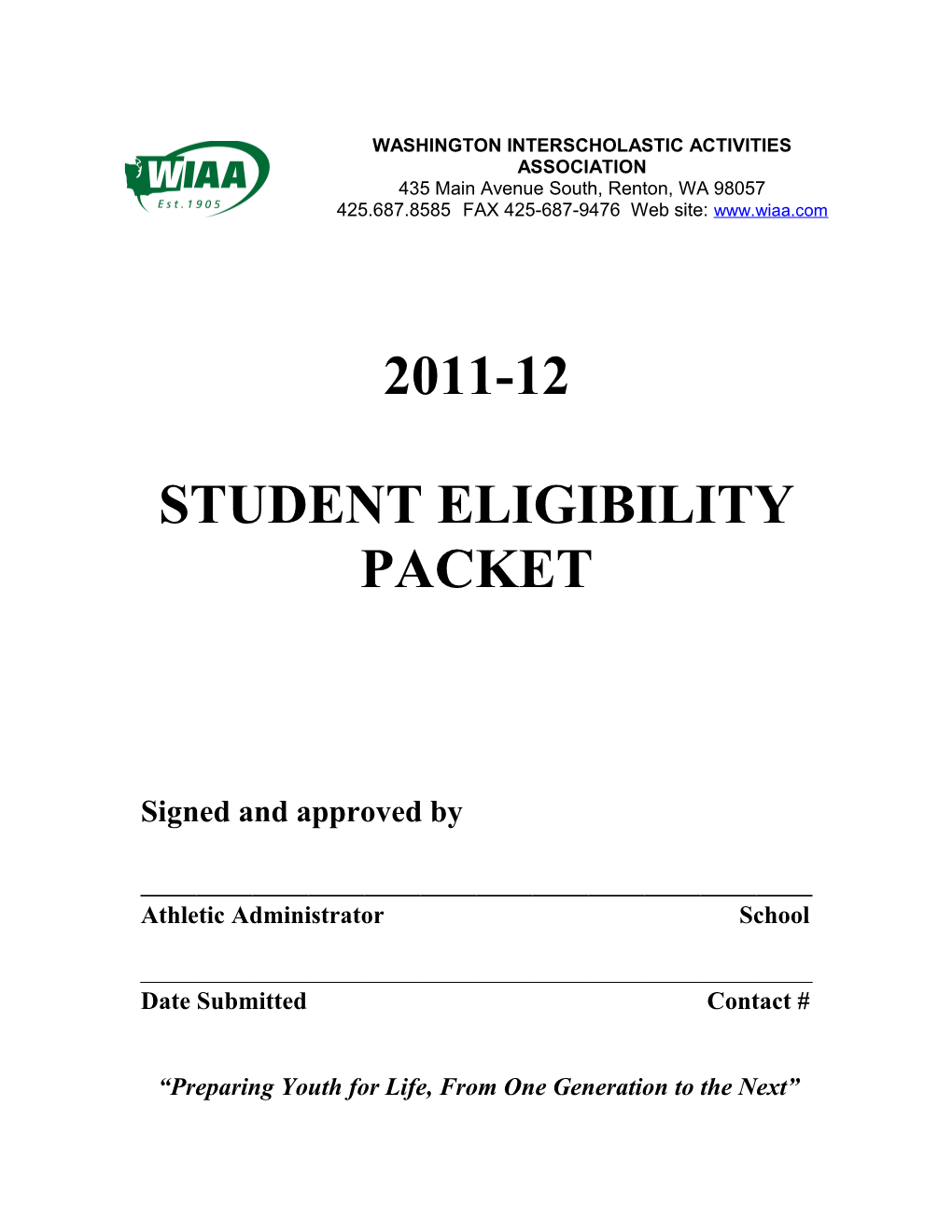 Student Eligibility Packet