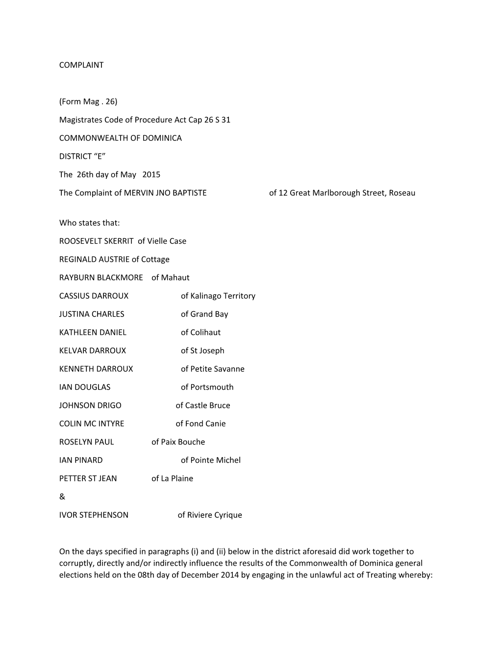 Magistrates Code of Procedure Act Cap 26 S 31