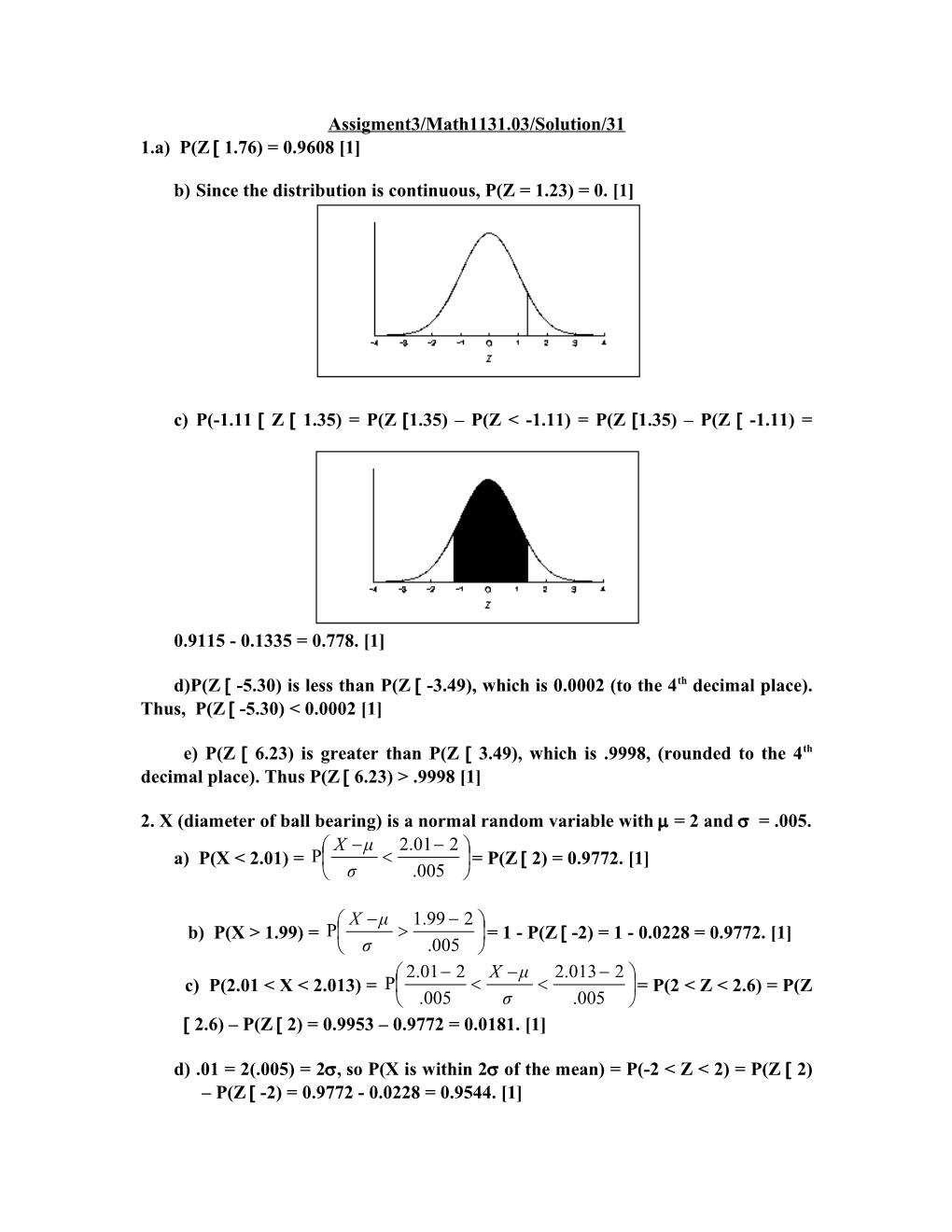 2. X (Diameter of Ball Bearing) Is a Normal Random Variable with = 2 and = .005