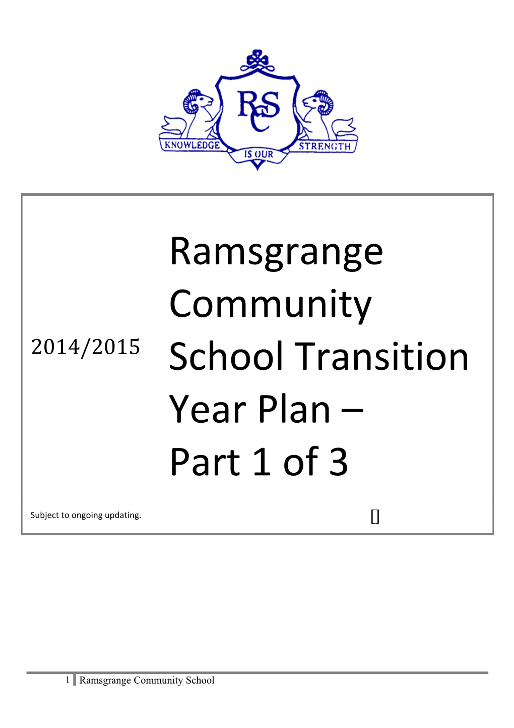 Transition Year Plan