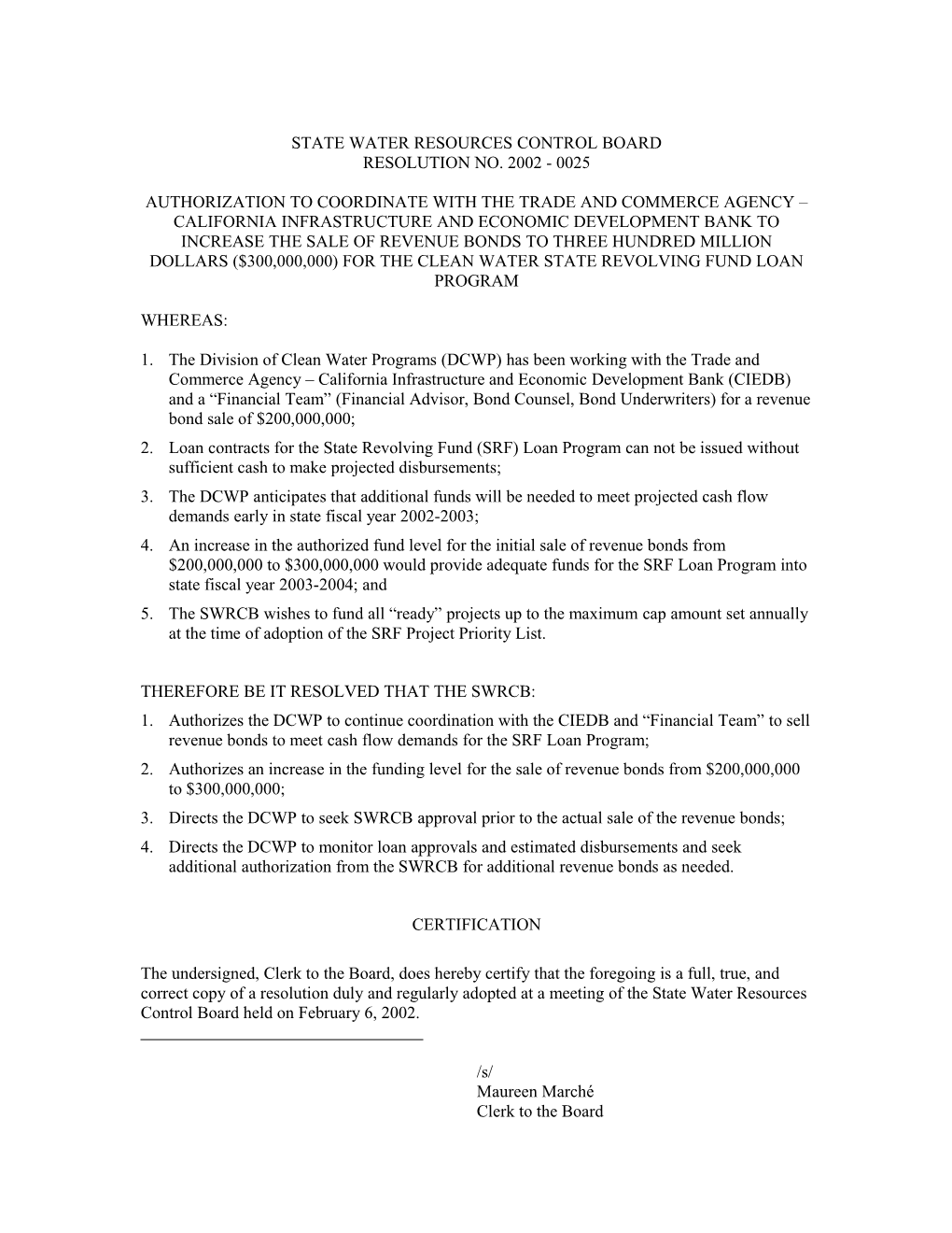 Trade & Commerce Agency/SRF Loan Program/Revenue Bonds