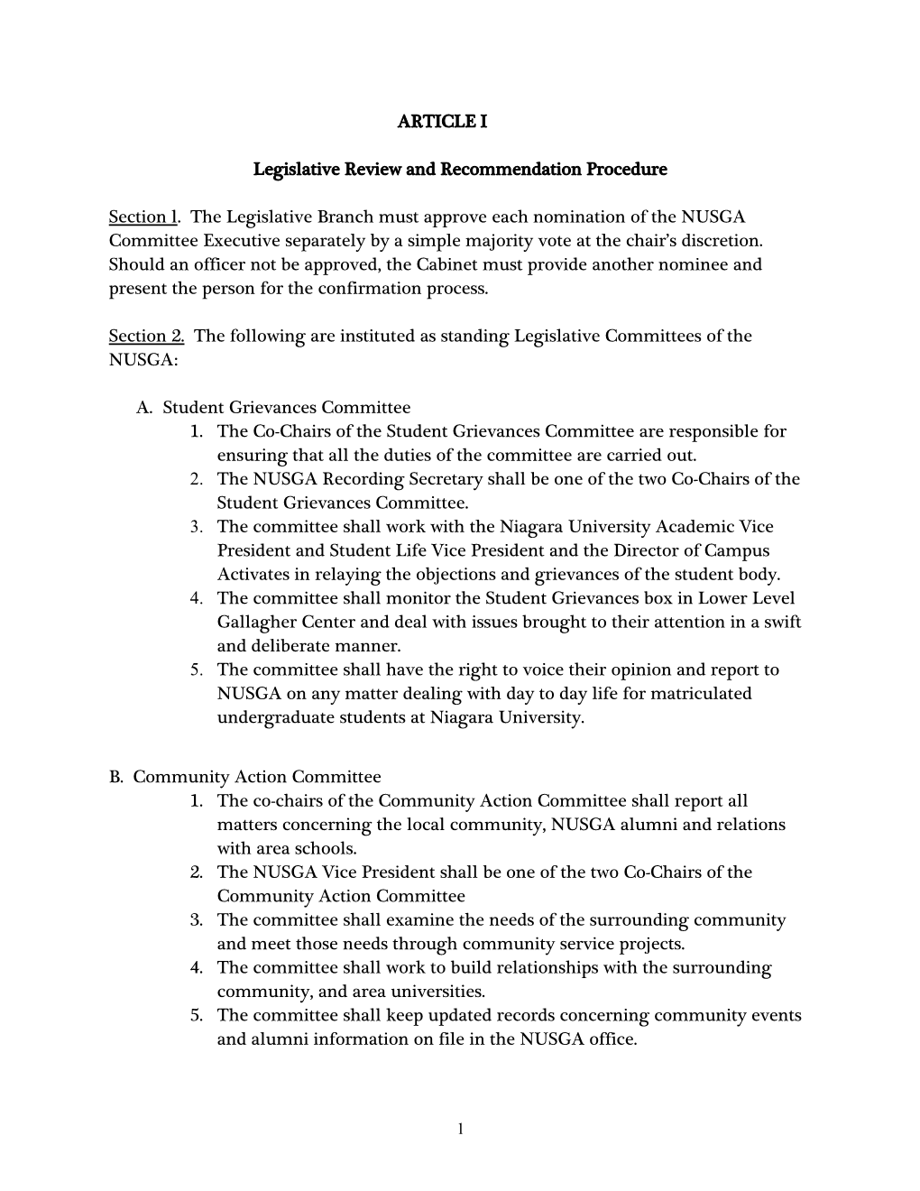 Legislative Review and Recommendation Procedure